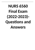 NURS 6560 Final Exam (2022-2023)- Questions and Answers.