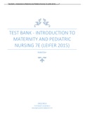 TEST BANK - INTRODUCTION TO MATERNITY AND PEDIATRIC NURSING 7E (LEIFER 2015)