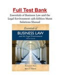 Solution Manual for Essentials of Business Law and the Legal Environment, 13th Edition, Richard A. Mann, Barry S. Roberts, ISBN-10: 1337555185, ISBN-13: 9781337555180