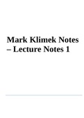 Mark Klimek Notes – Lecture Notes 1