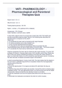 VATI - PHARMACOLOGY - Pharmacological and Parenteral Therapies Quiz Questions and Verified Answers | Latest 2022/2023 