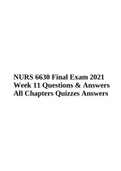 NURS 6630 Psychopharmacologic Approaches To Treatment Of Psychopathology Final Exam 2021 Week 11 Questions & Answers | All Chapters Quizzes.