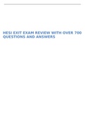 HESI EXIT EXAM REVIEW WITH OVER 700 QUESTIONS AND ANSWERS