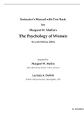Instructor’s Manual with Test Bank for Margaret W. Matlin’s | The Psychology of Women Seventh Edition