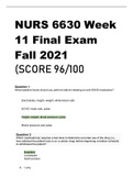 NURS 6630 Week 11 Final Exam Fall 2021
