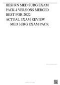 HESI RN MED SURG EXAM PACK-4 VERSIONS MERGED  BEST FOR 2022 NEXT GEN ACTUAL EXAM REVIEW MED SURG EXAM PACK