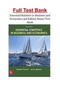 Test Bank Essential Statistics in Business and Economics 3rd Edition By Doane ISBN 10: 1260239500, ISBN 13: 9781260239508