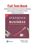 Statistics for Business Decision Making and Analysis 3rd Edition Stine Solutions Manual