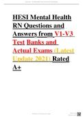 HESI Mental Health RN Questions and Answers from V1-V3 Test Banks and Actual Exams &lpar;Latest Update 2021&rpar; Rated A&plus;