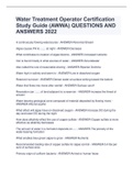 Water Treatment Operator Certification Study Guide (AWWA) QUESTIONS AND ANSWERS 2022