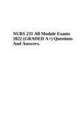 NURS 231 Pathophysiology All Module Exams 2022 (GRADED A+) Questions And Answers.