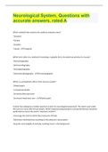 Neurological System&comma; Questions with accurate answers&comma; rated A