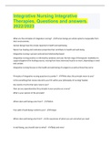 Integrative Nursing Integrative Therapies&comma; Questions and answers&period; 2022&sol;2023