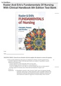 Kozier And Erb’s Fundamentals Of Nursing With Clinical Handbook 8th Edition Test Bank | ALL CHAPTERS (1-52) Questions, answers and RATIONALES