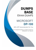 UPDATED DUMPS BASE EXAM DUMPS: MICROSOFT DP-100 Designing and Implementing a Data Science Solution on Azure.