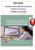 Test Bank - Introduction To Data Analytics For Accounting 2nd Edition by Richardson&comma; Terrell and Teeter&comma; All 13 Chapters Covered&comma; Verified Latest Edition
