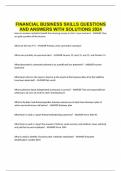 FINANCIAL BUSINESS SKILLS QUESTIONS AND ANSWERS WITH SOLUTIONS 2024