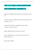 CSD 115 FINAL EXAM QUESTIONS AND ANSWERS &lpar;GRADED A&rpar;