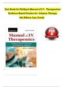 COMPLETE TEST BANK FOR Phillips's Manual Of I&period;V&period; Therapeutics Evidence-Based Practice For Infusion Therapy Eighth Edition By Lisa Gorski Latest Update&period; Questions With 100&percnt; Correct Answers&period;