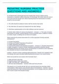 PEDIATRIC NURSING PRACTICE QUESTIONS AND ANSWERS&period;1