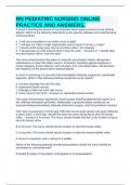 RN PEDIATRIC NURSING ONLINE PRACTICE AND ANSWERS&period;