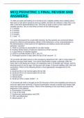 MCQ PEDIATRIC 1 FINAL REVIEW AND ANSWERS