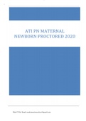 ATI PN Maternal Newborn proctored 2020, Questions & Answers with Rationales 100% Verified