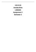 2022 LSB2605 Assignment 1 Answers