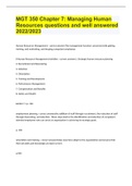 MGT 350 Chapter 7&colon; Managing Human Resources questions and well answered 2022&sol;2023