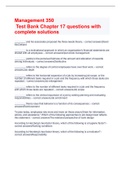 Management 350   Test Bank Chapter 17 questions with complete solutions