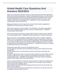United Health Care Questions And Answers 2022-2023 