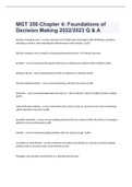 MGT 350 Chapter 4&colon; Foundations of Decision Making 2022&sol;2023 Q & A
