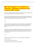 MGT 350 Chapter 5&colon; Foundations of Planning &ndash; Definitions questions and answers 100&percnt; correct