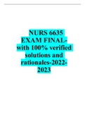 NURS 6635 EXAM FINAL-with 100&percnt; verified solutions and rationales-2022-2023