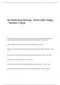 NJ Defensive Driving - Drive Safe Today - Section 1 Quiz with Solutions