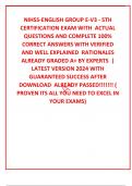 NIHSS-ENGLISH GROUP E-V3 - 5TH CERTIFICATION EXAM WITH  ACTUAL  QUESTIONS AND COMPLETE 100&percnt; CORRECT ANSWERS WITH VERIFIED AND WELL EXPLAINED  RATIONALES   ALREADY GRADED A&plus; BY EXPERTS  &vert; LATEST VERSION 2024 WITH GUARANTEED SUCCESS AFTER DOWNLOAD  ALREADY 