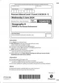 Pearson Edexcel Level 1&sol;Level 2 GCSE &lpar;9&minus;1&rpar; Geography A  Paper 1GA0&sol;02  PAPER 2 The Human Environment June 2024