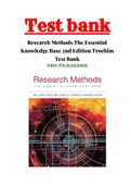 TEST BANK FOR RESEARCH METHODS THE ESSENTIAL KNOWLEDGE BASE 2ND EDITION TROCHIM  ISBN:978-8131530856|COMPLETE GUIDE A+