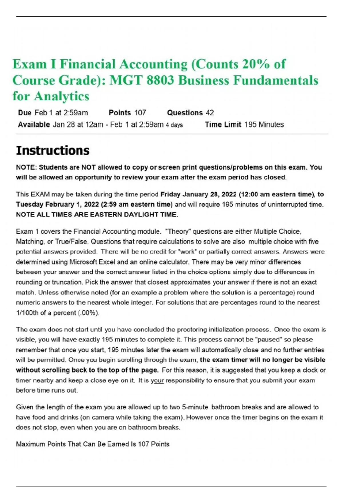 Exam I Financial Accounting Questions and Answers 100% Correct (Counts ...