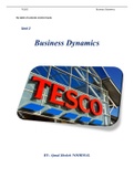 Unit 2 Assignment (TESCO) - Business Dynamics - AQA Level 3 Extended Certificate in Applied General Business