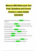 Missouri &lpar;MO&rpar; Motorcycle Test Prep &vert; Questions and Correct Answers &vert; Latest Update 2024&sol;2025