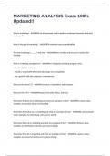 MARKETING ANALYSIS Exam 100&percnt; Updated&excl;&excl;