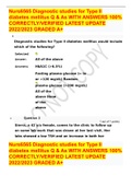 Nurs6565 Diagnostic studies for Type II diabetes mellitus Q & As WITH ANSWERS 100&percnt; CORRECTLY&sol;VERIFIED LATEST UPDATE 2022&sol;2023 GRADED A&plus;