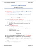 Class notes PSYC 1101 (80242) Introduction to Psychology States of Consciousness