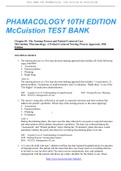 Test Bank for Pharmacology 10th edition McCuistion &vert;Latest updates With Complete Solution