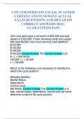 CFP CERTIFIED FINANCIAL PLANNER CERTIFICATION NEWEST ACTUAL EXAM QUESTIONS AND DETAILED CORRECT ANSWERS 2024 &vert; GUARANTEED PASS