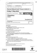 Pearson Edexcel Level 1&sol;Level 2 GCSE &lpar;9&ndash;1&rpar; 1CH0&sol;1F Chemistry  PAPER 1 June 2024