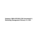 Summary MBA-FPX 5012 FM Assessment3-1. Marketing Management February 11, 2021 .