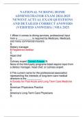 NATIONAL NURSING HOME ADMINISTRATOR EXAM 2024-2025 NEWEST ACTUAL EXAM QUESTIONS AND DETAILED CORRECT ANSWERS &lpar;VERIFIED ANSWERS&rpar; &vert; NHA 2025