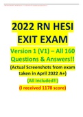 2022 RN HESI EXIT EXAM Version 1 &lpar;V1&rpar; -All 160 Questions & Answers&excl;&excl; &lpar;Actual Screenshots from exam taken in April 2022 A&plus;&rpar; &lpar;All Included&excl;&excl;&rpar; &lpar;I received 1178 score&rpar;